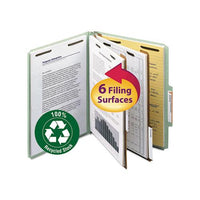 100% Recycled Pressboard Classification Folders, 2 Dividers, Letter Size, Gray-green, 10-box