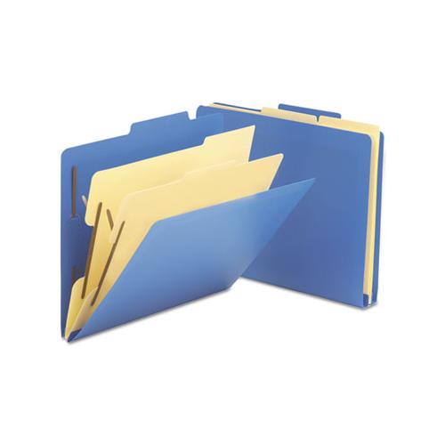 Six-section Poly Classification Folders, 2 Dividers, Letter Size, Blue, 10-box