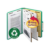 100% Recycled Pressboard Classification Folders, 2 Dividers, Letter Size, Green, 10-box