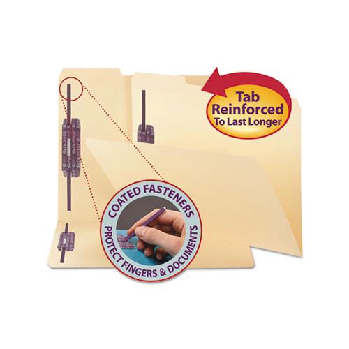 Manila 2-fastener Folders With Two Safeshield Coated Fasteners, 1-3-cut Tabs, Letter Size, 50-box