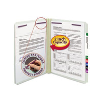 Recycled Pressboard Folders With Two Safeshield Coated Fasteners, Straight Tab, 2" Expansion, Letter Size, Gray-green, 25-box