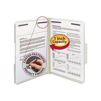 Recycled Pressboard Folders With Two Safeshield Coated Fasteners, 1-3-cut Tabs, 1" Expansion, Letter Size, Gray-green, 25-box
