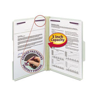 Recycled Pressboard Folders With Two Safeshield Coated Fasteners, 1-3-cut Tabs, 3" Expansion, Letter Size, Gray-green, 25-box