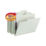 Supertab Pressboard 2-fastener Folders With Two Safeshield Coated Fasteners, 1-3-cut Tabs, Letter Size, Gray-green, 25-box