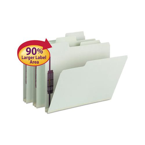Supertab Pressboard 2-fastener Folders With Two Safeshield Coated Fasteners, 1-3-cut Tabs, Letter Size, Gray-green, 25-box