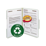 100% Recycled Pressboard Fastener Folders, Letter Size, Gray-green, 25-box