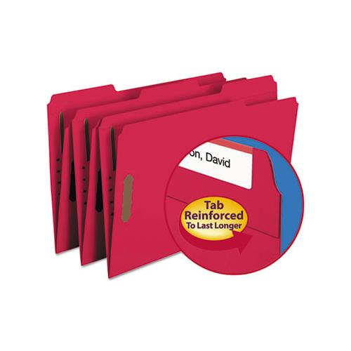 Top Tab Colored 2-fastener Folders, 1-3-cut Tabs, Legal Size, Red, 50-box