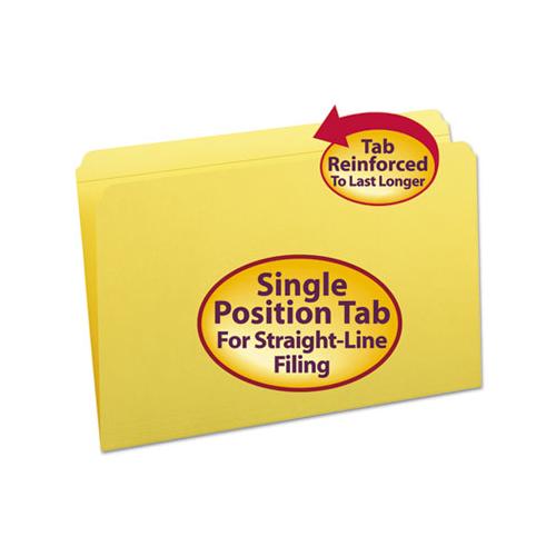 Reinforced Top Tab Colored File Folders, Straight Tab, Legal Size, Yellow, 100-box