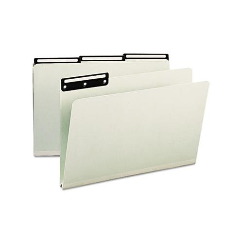Recycled Heavy Pressboard File Folders With Insertable Metal Tabs, 1-3-cut Tabs, Legal Size, Gray-green, 25-box