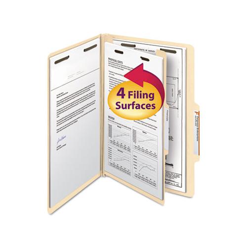 Manila Four- And Six-section Top Tab Classification Folders, 1 Divider, Legal Size, Manila, 10-box