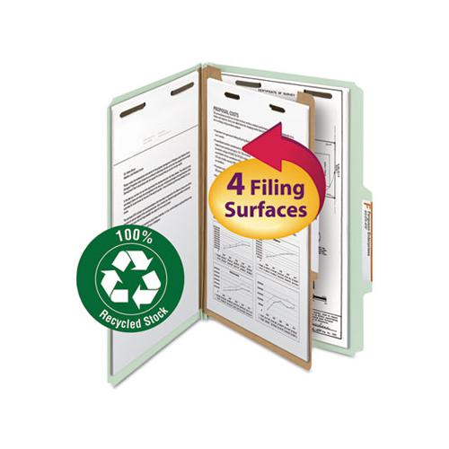 100% Recycled Pressboard Classification Folders, 1 Divider, Legal Size, Gray-green, 10-box