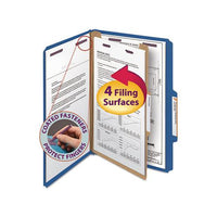 Four-section Pressboard Top Tab Classification Folders With Safeshield Fasteners, 1 Divider, Legal Size, Dark Blue, 10-box