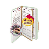 Pressboard Classification Folders With Safeshield Coated Fasteners, 2-5 Cut, 1 Divider, Legal Size, Gray-green, 10-box