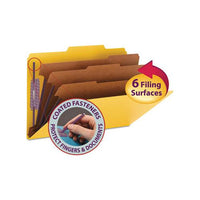 Eight-section Pressboard Top Tab Classification Folders With Safeshield Fasteners, 3 Dividers, Legal Size, Yellow, 10-box