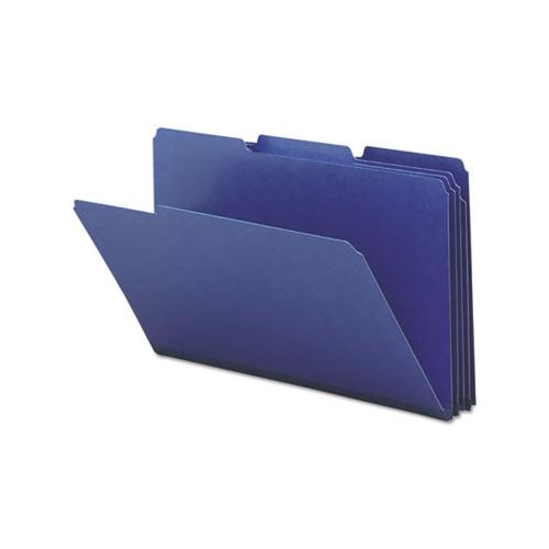 Expanding Recycled Heavy Pressboard Folders, 1-3-cut Tabs, 1" Expansion, Legal Size, Dark Blue, 25-box