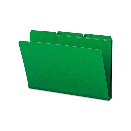 Expanding Recycled Heavy Pressboard Folders, 1-3-cut Tabs, 1" Expansion, Legal Size, Green, 25-box