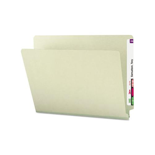 Extra-heavy Recycled Pressboard End Tab Folders, Straight Tab, 1" Expansion, Letter Size, Gray-green, 25-box