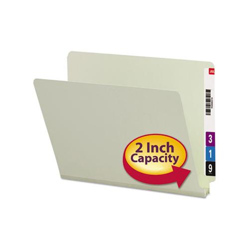 Extra-heavy Recycled Pressboard End Tab Folders, Straight Tab, 2" Expansion, Letter Size, Gray-green, 25-box