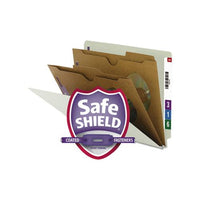X-heavy End Tab Pressboard Classification Folders W-safeshield Fasteners, 2-pocket Dividers, Letter Size, Gray-green, 10-box