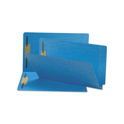 Heavyweight Colored End Tab Folders With Two Fasteners, Straight Tab, Legal Size, Blue, 50-box