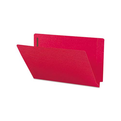 Heavyweight Colored End Tab Folders With Two Fasteners, Straight Tab, Legal Size, Red, 50-box
