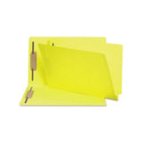 Heavyweight Colored End Tab Folders With Two Fasteners, Straight Tab, Legal Size, Yellow, 50-box