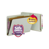End Tab Pressboard Classification Folders With Safeshield Coated Fasteners, 1 Divider, Legal Size, Gray-green, 10-box