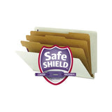 End Tab Pressboard Classification Folders With Safeshield Coated Fasteners, 3 Dividers, Legal Size, Gray-green, 10-box