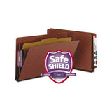 End Tab Pressboard Classification Folders With Safeshield Coated Fasteners, 1 Divider, Legal Size, Red, 10-box
