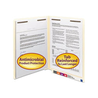 Manila Reinforced End Tab 2-fastener Folders With Antimicrobial Product Protection, Straight Tab, Letter Size, 50-box