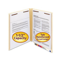 Manila End Tab 2-fastener Folders With Reinforced Tabs, 1.5" Expansion, Straight Tab, Letter Size, 14 Pt. Manila, 50-box