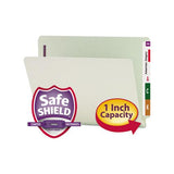 End Tab 1" Expansion Pressboard File Folders W-two Safeshield Coated Fasteners, Straight Tab, Letter Size, Gray-green, 25-box