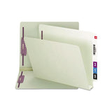 End Tab 2" Expansion Pressboard File Folders W-two Safeshield Coated Fasteners, Straight Tab, Letter Size, Gray-green, 25-box
