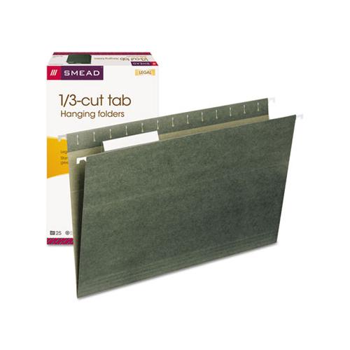 Hanging Folders, Legal Size, 1-3-cut Tab, Standard Green, 25-box