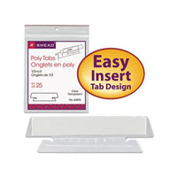 Poly Index Tabs And Inserts For Hanging File Folders, 1-3-cut Tabs, White-clear, 3.5" Wide, 25-pack