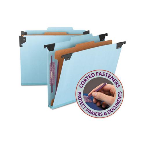 Fastab Hanging Pressboard Classification Folders, Letter Size, 1 Divider, Blue