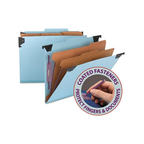 Fastab Hanging Pressboard Classification Folders, Letter Size, 2 Dividers, Blue