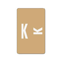Alphaz Color-coded Second Letter Alphabetical Labels, K, 1 X 1.63, Light Brown, 10-sheet, 10 Sheets-pack