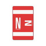 Alphaz Color-coded Second Letter Alphabetical Labels, N, 1 X 1.63, Red, 10-sheet, 10 Sheets-pack