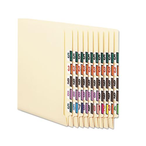 Numerical End Tab File Folder Labels, 0-9, 1 X 1.25, White, 500-roll, 10 Rolls-box