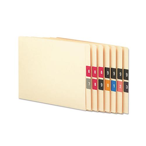 Numerical End Tab File Folder Labels, 0-9, 1.5 X 1.5, Assorted, 250-roll, 10 Rolls-box