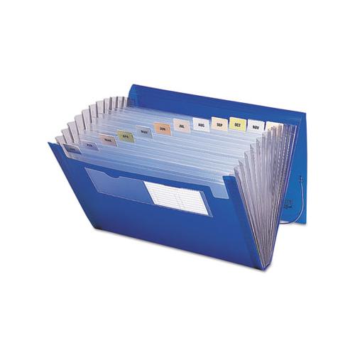 Expanding File With Color Tab Inserts, 12 Sections, Letter Size, Blue