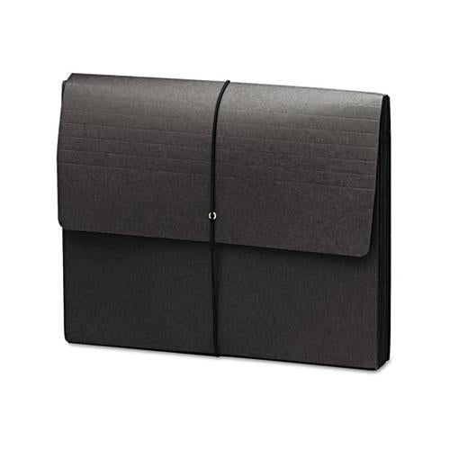 Extra-wide Expanding Wallets W- Elastic Cord, 5.25" Expansion, 1 Section, Letter Size, Black, 10-box
