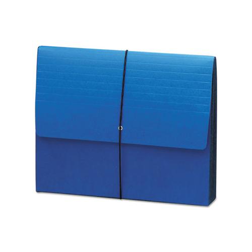 Extra-wide Expanding Wallets W- Elastic Cord, 5.25" Expansion, 1 Section, Letter Size, Navy Blue