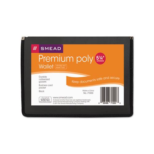 Poly Premium Wallets, 5.25" Expansion, 1 Section, Letter Size, Black