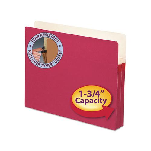 Colored File Pockets, 1.75" Expansion, Letter Size, Red