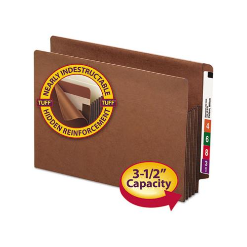 Heavy-duty Redrope End Tab Tuff Pockets, 3.5" Expansion, Letter Size, Redrope, 10-box