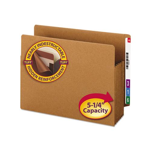 Heavy-duty Redrope End Tab Tuff Pockets, 5.25" Expansion, Letter Size, Redrope, 10-box