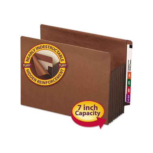 Heavy-duty Redrope End Tab Tuff Pockets, 7" Expansion, Letter Size, Redrope, 5-box