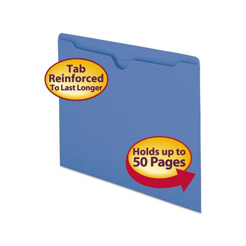 Colored File Jackets With Reinforced Double-ply Tab, Straight Tab, Letter Size, Blue, 100-box